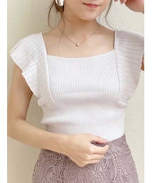 MERCURYDUO | 2WAYラッフルコンパクトリブニット(ニット/セーター)