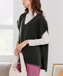 nissen | 大きいサイズ  Vネックゆるシルエットベスト(ベスト)