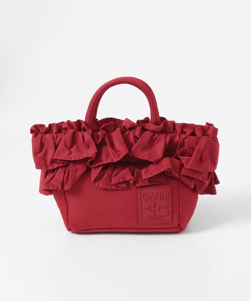 URBAN RESEARCH(アーバンリサーチ)の「GANNI MINI SHOPPER RUFFLE(クラッチバッグ・レディース・FIERY RED・-)」の3枚目の写真