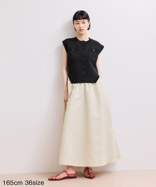 ADAM ET ROPE'(アダムエロペ)の「【WEB限定】・【サステナブル】カーブヘムコンビワンピース(ワンピース・レディース・ブラック系/チャコール/キナリ系・36/38)」の8枚目の写真