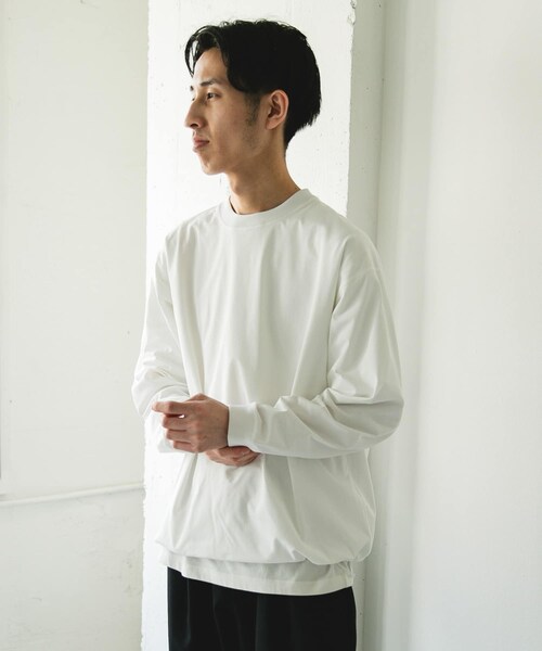 URBAN RESEARCH DOORS（アーバンリサーチドアーズ）の「『吸水速乾/接触冷感/イージーケア』クイックドライ ドロストロングスリーブTシャツ（Tシャツ/カットソー・メンズ・WHITE/GRAY/NVYxGRY/CHARCOAL・M/L）」の9枚目の写真