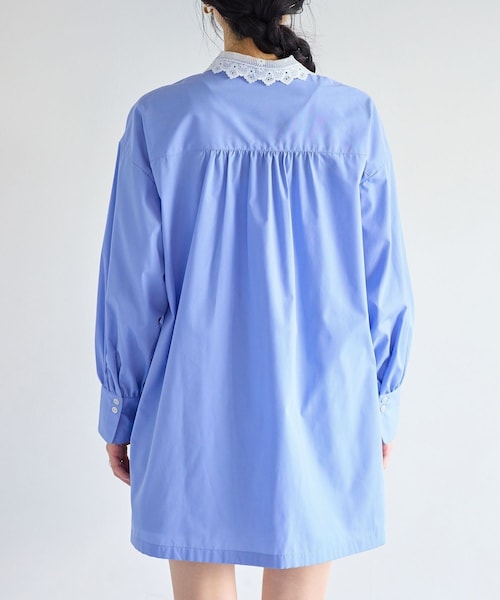 VIS（ビス）の「襟レース付きミニ丈シャツワンピ（シャツワンピース・レディース・ホワイト/サックス・F）」の16枚目の写真