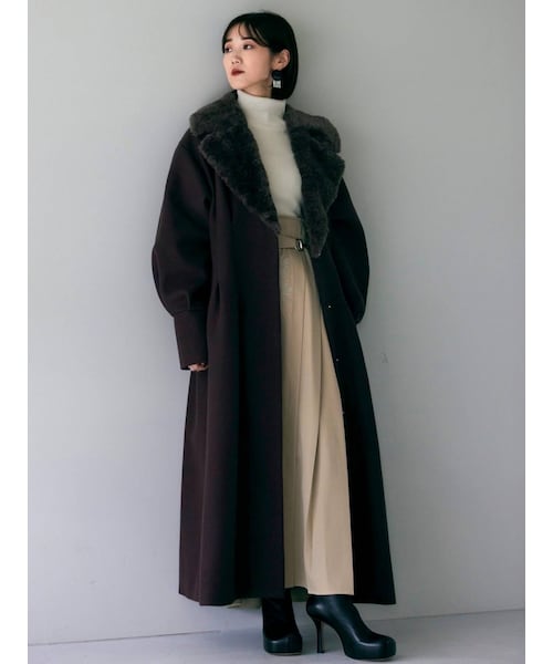 MURUA（ムルーア）の「【YUKKOコラボ】ボアカラータックロングコート 