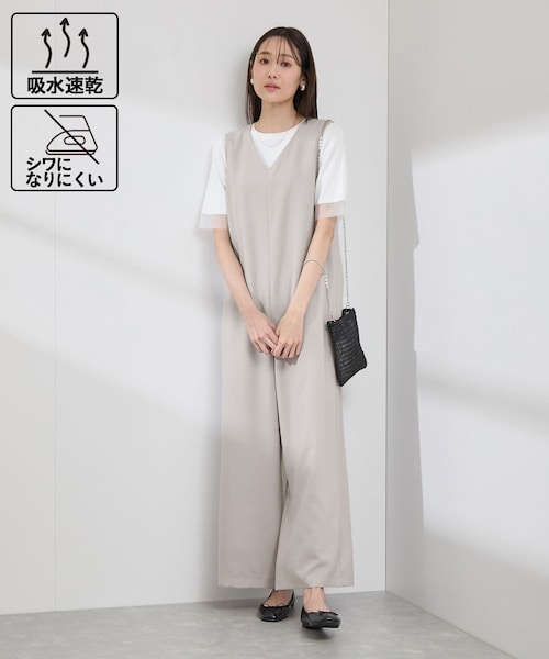 ROPE' PICNIC(ロペピクニック)の「【吸水速乾・防シワ】エフォートレスリラックスオールインワン(つなぎ/オールインワン・レディース・チャコール/ライトグレー/ベージュ・36/38)」の3枚目の写真