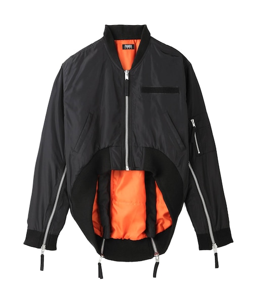 PAMEO POSE(パメオポーズ)の「ZIPPER SLIT MA-1(ブルゾン・レディース・ブラック/ワイン/ベージュ/カーキ・F)」の4枚目の写真