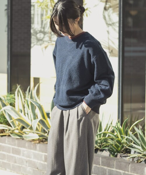 EKAL（エカル）の「パイル編みクルーニット（ニット/セーター・レディース・グレージュ/ネイビー・One）」の22枚目の写真