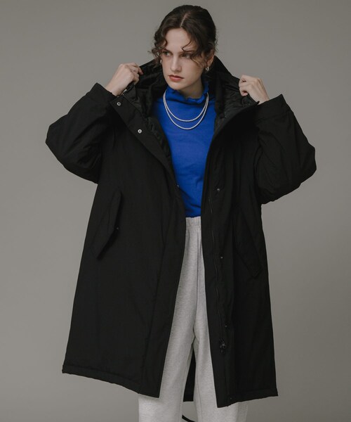 PRIORITY ブラック 中綿コートフード付き フーデッド中綿コート