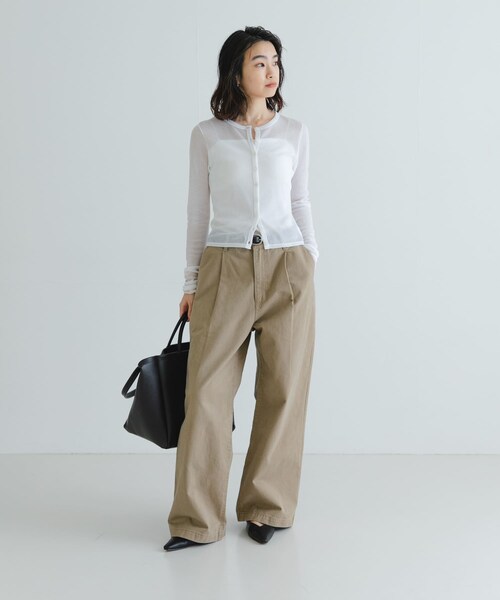 URBAN RESEARCH（アーバンリサーチ）の「『MADE IN JAPAN』シアーテレコショートカーディガン（カーディガン/ボレロ・レディース・NAVY/WHITE/BUTTER・FREE）」の12枚目の写真