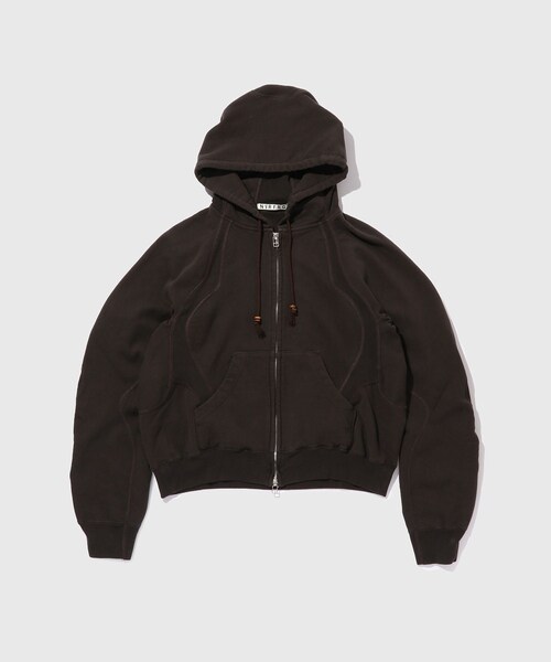 ADAM ET ROPE'（アダムエロペ）の「【NVRFRGT/ネヴァーフォーゲット】PANELLED ZIP UP HOODIE（パーカー・メンズ・ブラック/ダークブラウン・1/2/3）」の7枚目の写真