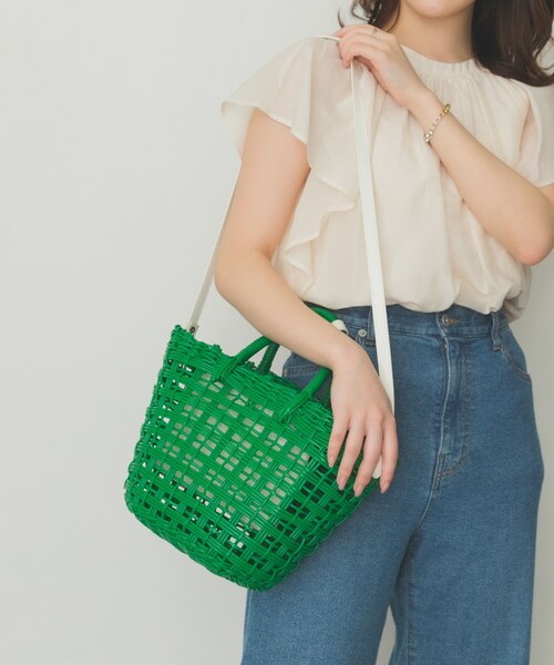 RODE SKO（ロデスコ）の「ショルダー付編みかごバッグ（かごバッグ・レディース・BROWN/WHITE/GREEN/BLUE・one）」の3枚目の写真
