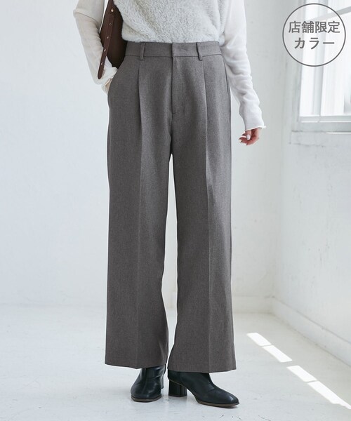 ROPE' PICNIC(ロペピクニック)の「レディハンサムシリーズ ウールライクウエストタックセミワイドパンツ/セットアップ対応(スラックス・レディース・ブラック系/グレー/ライトグレー/ベージュ系/ネイビー・L/M/S)」の14枚目の写真