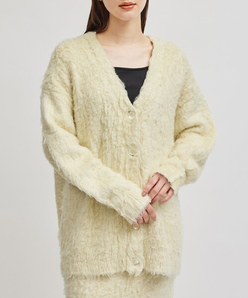 ROPE'（ロペ）の「シルクシャギーカーディガン/セットアップ対応（カーディガン/ボレロ・レディース・オフホワイト/ネイビー/ピンク・F）」の4枚目の写真