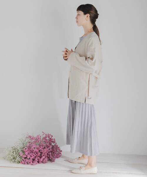 SENSE OF PLACE by URBAN RESEARCH（センスオブプレイスバイアーバンリサーチ）の「ウエストマークノーカラールーズジャケット（ノーカラージャケット・レディース・MOCHA/GREIGE/KHAKI・FREE）」の6枚目の写真