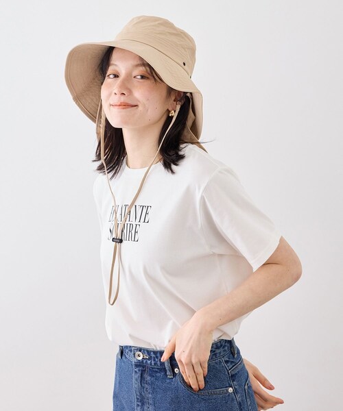 ROPE' PICNIC(ロペピクニック)の「日よけ付きアドベンチャーハット/UVカット・撥水・抗菌防臭(ハット・レディース・ブラック/ベージュ/ライトグリーン・F)」の7枚目の写真