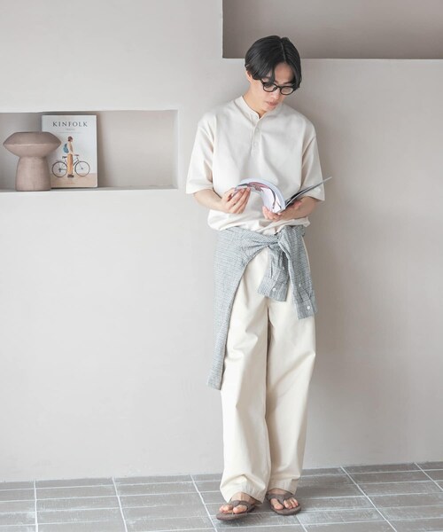 URBAN RESEARCH DOORS（アーバンリサーチドアーズ）の「FORK&SPOON　ヘンリーネックニットTシャツ（ニット/セーター・メンズ・IVORY/MOSSMINT/GRAY・4/5）」の5枚目の写真