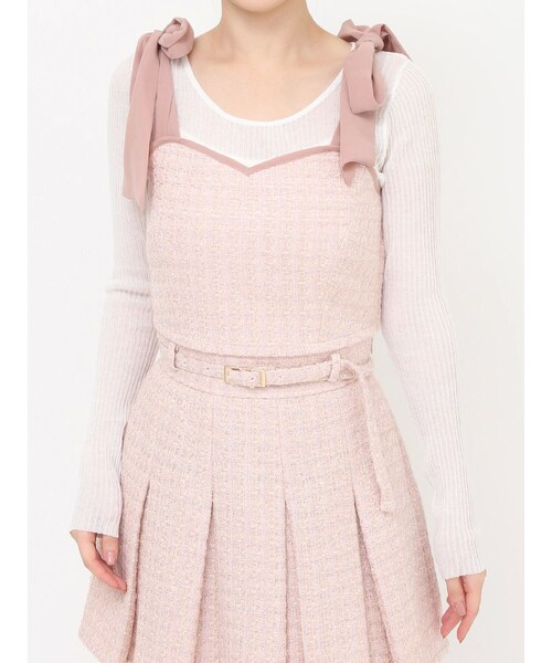 RESEXXY（リゼクシー）の「ショルダーリボンツイードビスチェ【セットアップ着用可能】（その他トップス・レディース・アイボリー/ブラック/ピンク・F）」の3枚目の写真