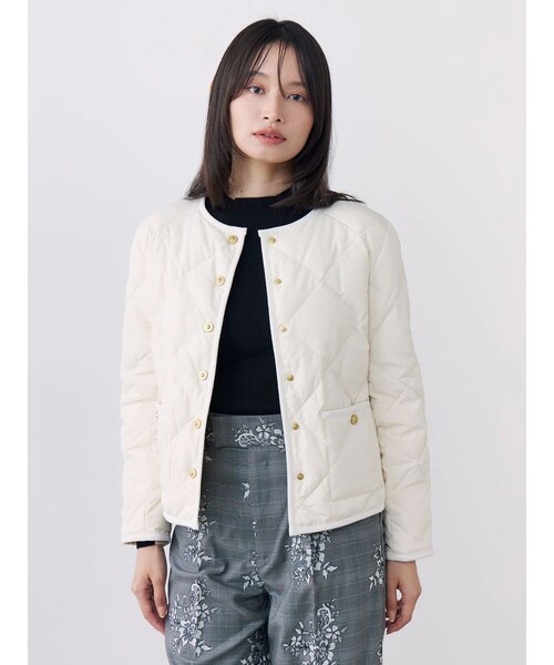 TONAL(トーナル)の「【TAIONコラボ】パイピングショートダウンコート(ダウンジャケット/コート・レディース・アイボリー/ネイビー/ブラウン・S/M)」の1枚目の写真