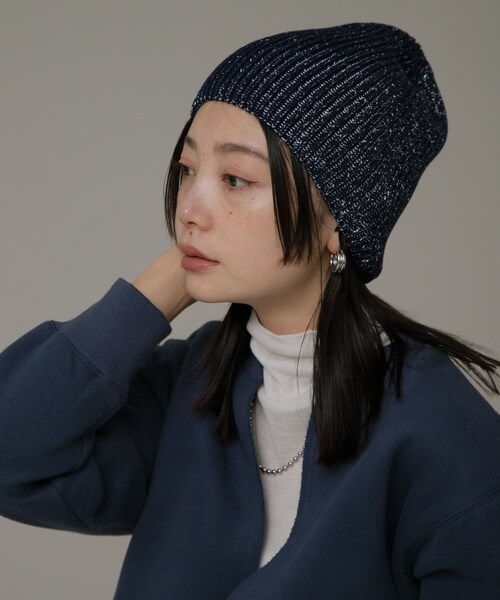 URBAN RESEARCH Sonny Label（アーバンリサーチサニーレーベル）の「ラメニットワッチ（ニットキャップ/ビーニー・レディース・Lグレー/グレー/ネイビー・one）」の17枚目の写真