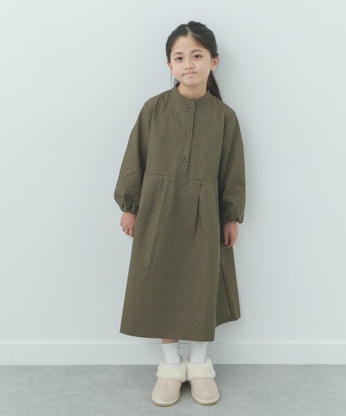 URBAN RESEARCH DOORS（アーバンリサーチドアーズ）の「『親子リンク』『UR TECH』チェック柄ワンピース(KIDS)（ワンピース・キッズ・BROWN/NAVY・105/120/135）」の7枚目の写真