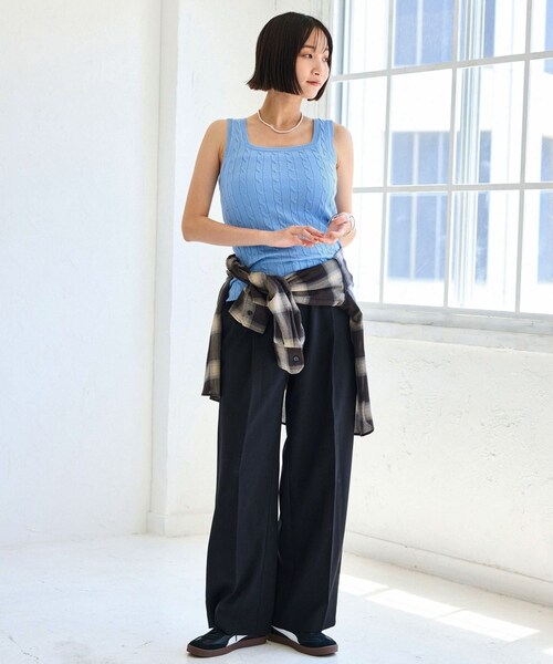 VIS（ビス）の「【前後2WAY】ケーブルニットタンクトップ（タンクトップ・レディース・チャコール/ベージュ/サックス・F）」の5枚目の写真