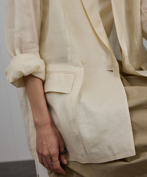 ADAM ET ROPE'（アダムエロペ）の「ラミーシアージャケット［UVケア・洗える・サイズ展開・今から秋まで］（テーラードジャケット・レディース・チャコール/オフホワイト/レンガ系・M/S）」の17枚目の写真