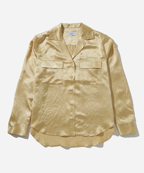 Saturdays NYC（サタデーズ ニューヨークシティ ）の「Lomedico Crinkled Satin LS Shirt（シャツ/ブラウス・レディース・ネイビー/イエロー・L/XS）」の6枚目の写真