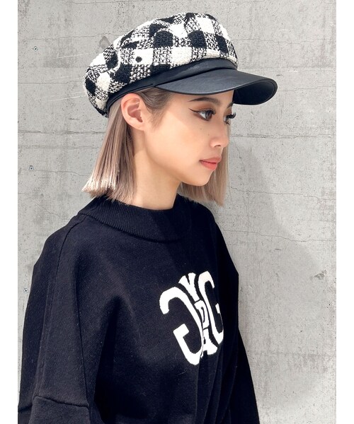 GYDA（ジェイダ）の「フェイクレザーbrimキャスケット（キャスケット・レディース・ブラック/ミックス・F）」の2枚目の写真