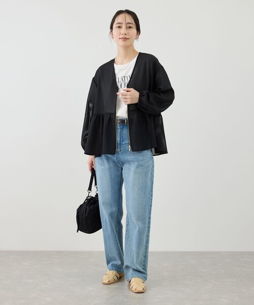 ROPE' PICNIC(ロペピクニック)の「メッシュペプラムブルゾン(ブルゾン・レディース・ブラック/ホワイト/ベージュ系/ネイビー・F)」の7枚目の写真