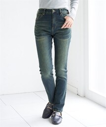 nissen | 大きいサイズ　すごのびストレッチデニムスリムパンツ（選べる太もも）（選べる3レングス）【lafarfa　掲載商品】(デニムパンツ)