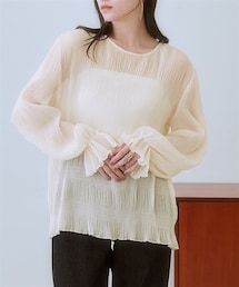 nissen | ランダムプリーツキャンディ袖ブラウス(シャツ/ブラウス)