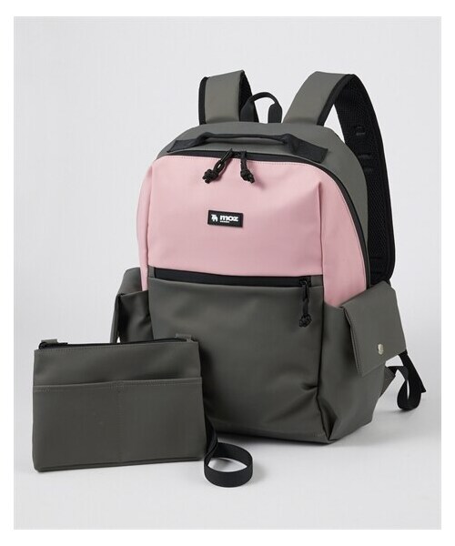 nissen（ニッセン）の「moz（モズ）耐水生地使用１１ポケット配色リュックサック（A４対応・PC収納・取外しサコッシュ付）（バックパック/リュック・メンズ・黒/グレー×ダスティピンク/アイボリー×ベージュ・Y）」の3枚目の写真