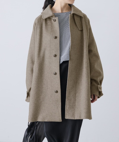 かぐれ（カグレ）の「ウールバックタックショートコート（ステンカラーコート・レディース・GRAY/CHARCOAL・Free）」の6枚目の写真