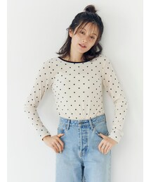 Ungrid | バックオープンドットシアーベロアロングスリーブTee(Tシャツ/カットソー)