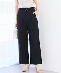 7days Life Styling | ドライタッチベルト付きストレッチワイドパンツ（ストレッチ・接触冷感・UVカット）＜大きいサイズ有＞(スラックス)