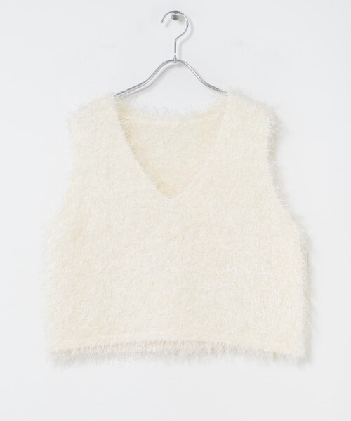 ITEMS URBANRESEARCH(アイテムズ アーバンリサーチ)の「フェザーVネックニットベスト(ベスト・レディース・OFF/GRY/BRN・Free)」の4枚目の写真