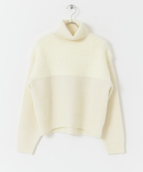 URBAN RESEARCH ROSSO（アーバンリサーチロッソ）の「エアリーヤーンドッキングニットプルオーバー（ニット/セーター・レディース・GRAY/OFF WHITE/BLACK・FREE）」の11枚目の写真
