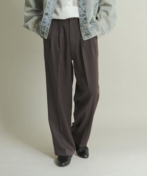 SENSE OF PLACE by URBAN RESEARCH(センスオブプレイスバイアーバンリサーチ)の「ウールライクダブルタックワイドパンツ(その他パンツ・メンズ・BLACK/CHARCOAL/GREIGE/D.NAVY・S/M/L)」の20枚目の写真