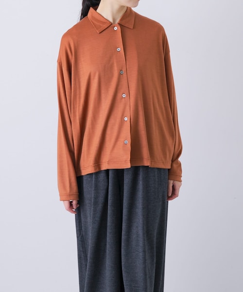 かぐれ（カグレ）の「ウォッシャブルウールカットシャツ（シャツ/ブラウス・レディース・AMBER/BROWN/INK BLACK・Free）」の3枚目の写真