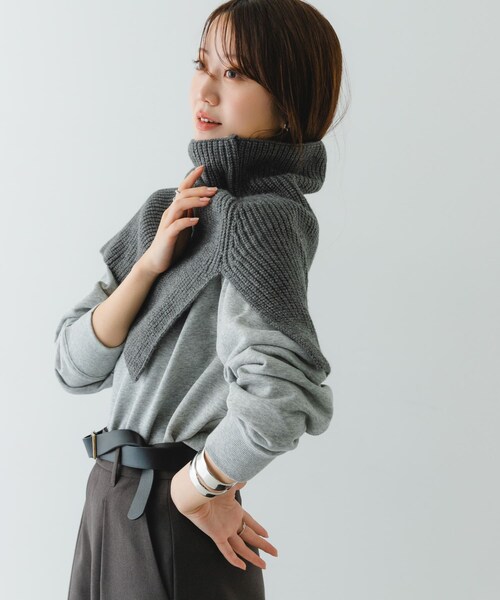 RODE SKO（ロデスコ）の「リブネックウォーマー（ネックウォーマー/スヌード・レディース・GRAY/BEIGE・one）」の4枚目の写真