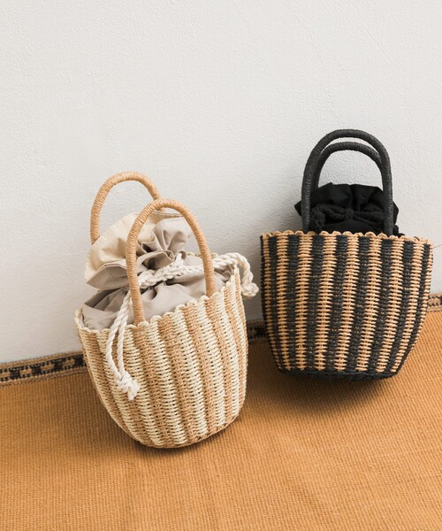 URBAN RESEARCH DOORS（アーバンリサーチドアーズ）の「巾着カゴバッグ（ハンドバッグ・レディース・BLACK/GRAGE・one）」の5枚目の写真