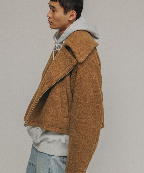 ADAM ET ROPE'（アダムエロペ）の「［OUTER］BOA RIDERS JACKET UNISEX（ライダースジャケット・レディース・オフホワイト/ブラウン・38/40）」の14枚目の写真