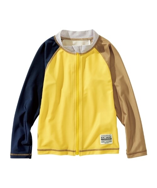 nissen（ニッセン）の「配色ラッシュガード（男の子　女の子　水着）（ラッシュガード・メンズ・グレー/マスタード・100/110/120）」の3枚目の写真