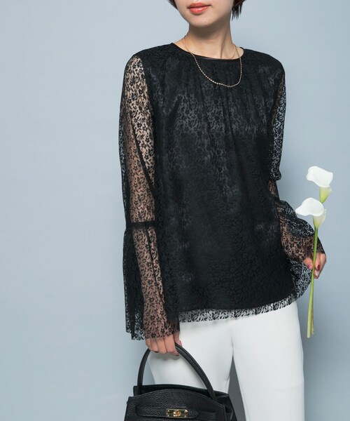 URBAN RESEARCH ROSSO（アーバンリサーチロッソ）の「フレアスリーブレースブラウス（シャツ/ブラウス・レディース・WHITE/SAX/BLACK・Free）」の14枚目の写真