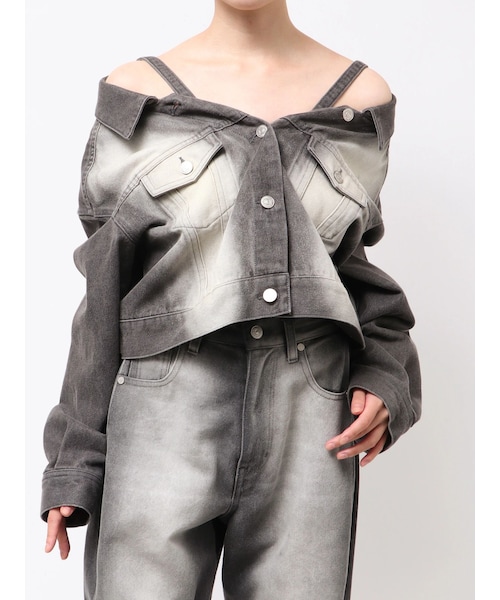 MURUA（ムルーア）の「2wayデニムジャケット【セット販売対象】（デニムジャケット・レディース・アイボリー/ブラック/ピンク/ミントグリーン・F）」の12枚目の写真