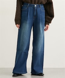 nissen | 【あったか裏起毛】タックワイドデニムパンツ(デニムパンツ)