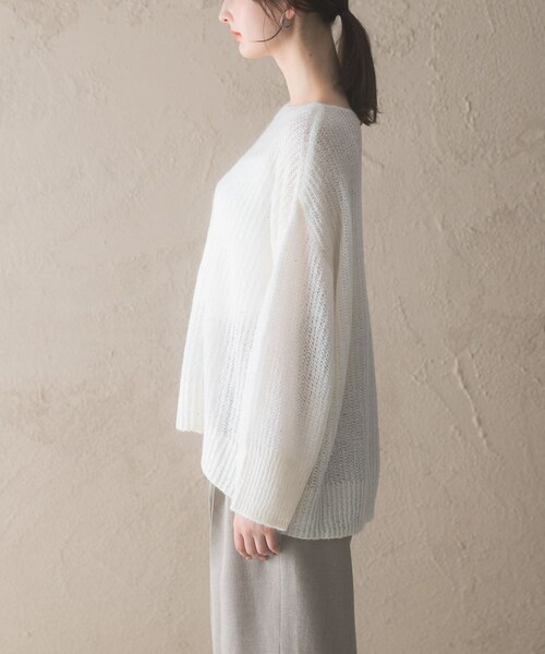 URBAN RESEARCH ROSSO（アーバンリサーチロッソ）の「モヘア混スパンコールシアーニット（ニット/セーター・レディース・OFF WHITE/MINT・Free）」の13枚目の写真
