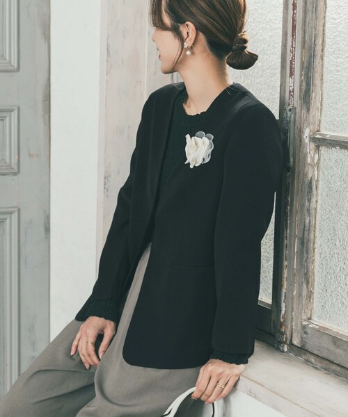 URBAN RESEARCH DOORS（アーバンリサーチドアーズ）の「ノーカラージャケット（その他アウター・レディース・NAVY/BLACK・Free）」の7枚目の写真