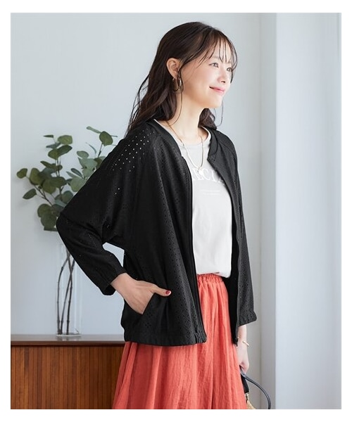 nissen（ニッセン）の「＜大きいサイズ＞カットレース軽やかジップアップブルゾン（ジャケット/アウター・レディース・オフホワイト/ダークミント/ネイビー/黒/ブルー・L~LL/3L~4L/5L~6L/8L/10L）」の18枚目の写真