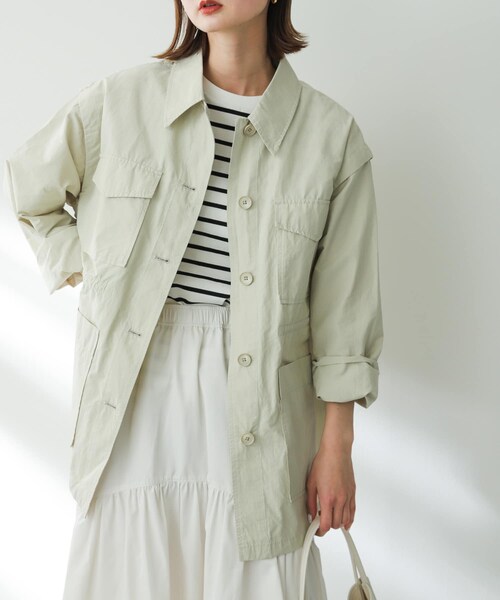 SENSE OF PLACE by URBAN RESEARCH(センスオブプレイスバイアーバンリサーチ)の「2WAYミリタリージャケット(ミリタリージャケット・レディース・CHARCOAL/KHAKI/IVORY・one)」の9枚目の写真