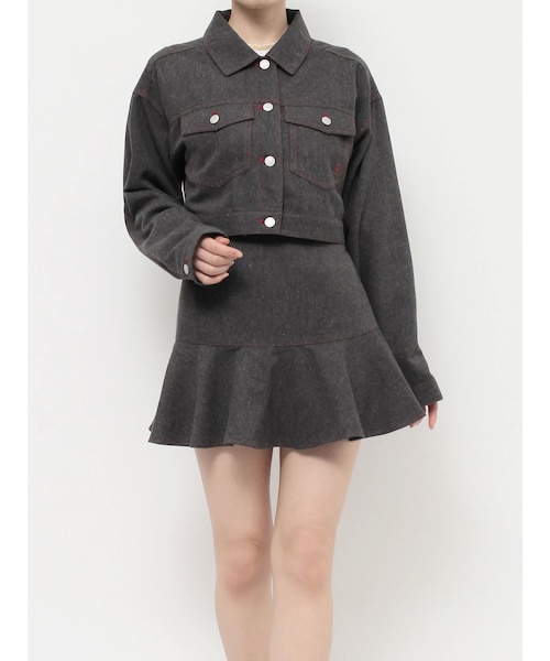 jouetie（ジュエティ）の「マルチWAYツイードライクセットアップ（セットアップ・レディース・グレー/アイボリー/ブラック/パープル・M）」の5枚目の写真